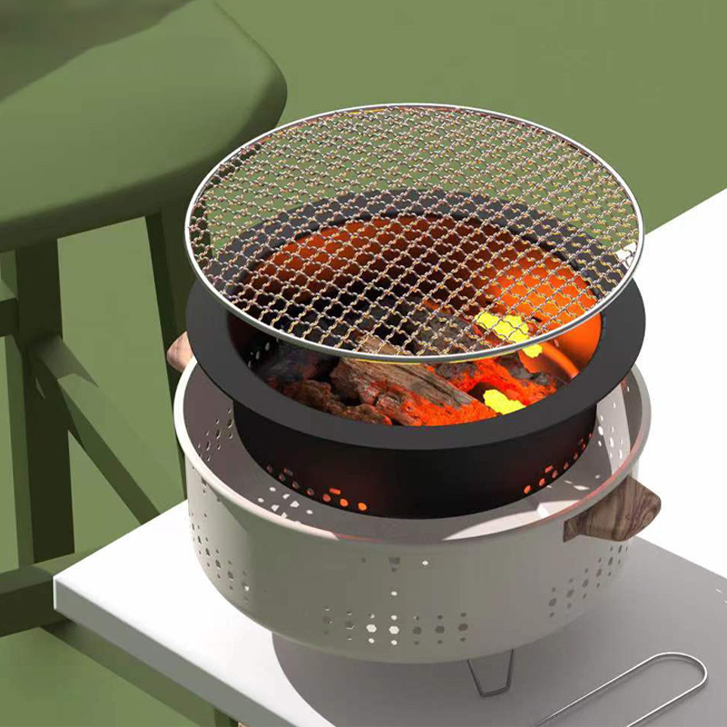 New Outdoor Smokeless Round Grill Small Fire Stove Charcoal Grill Portable  Korean Style Camping Barbecue Table Top Stove E9195 - Temu