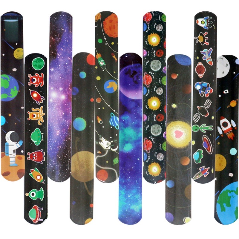 

10pcs, Space Universe Planet Astronaut Spaceship Ufo Rocket Wristband Clap Circle Birthday Party Favors Gifts
