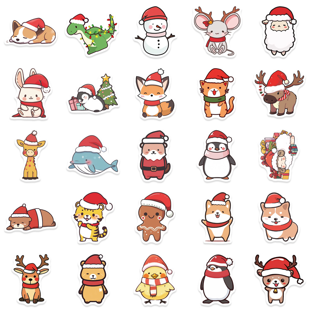 Cute Funny Cartoon Aesthetics Decals Christmas Series - Temu