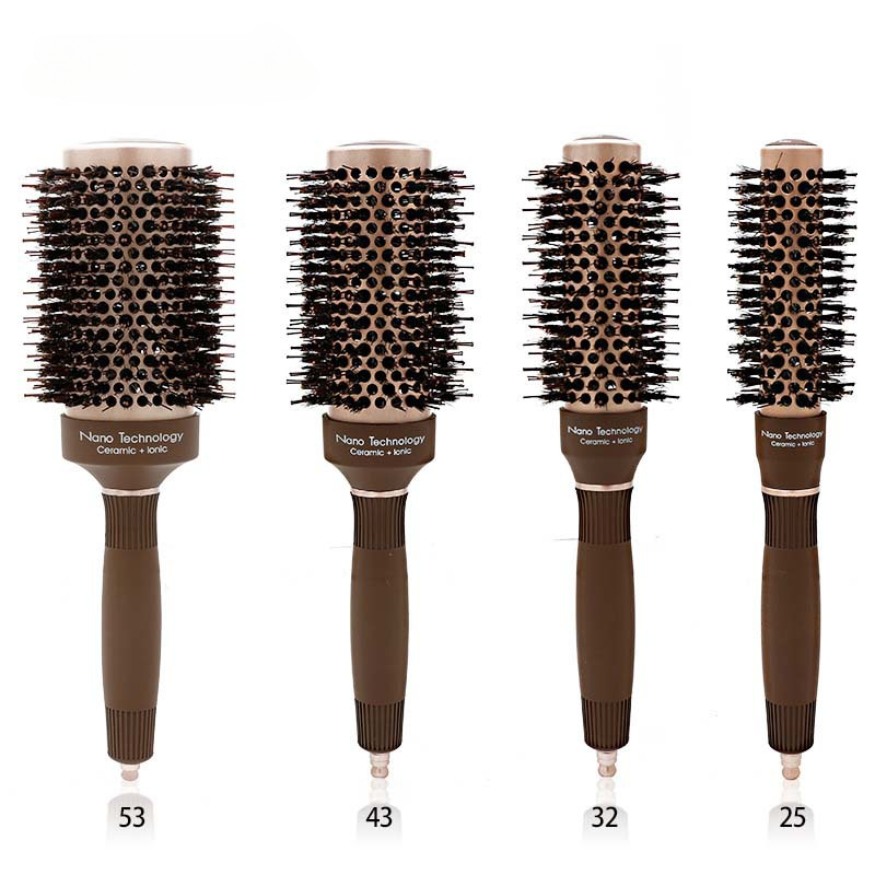 Aluminum Tube Bristle Ceramic Roller Comb Hairdressing Tools