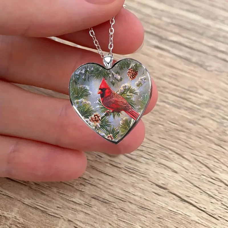 trendy and creative birds animals oriole necklace heart shaped necklace trendy necklace gifts for friends and partners halloween christmas necklace gift jewelry details 2