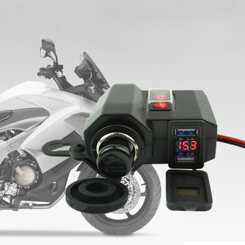 motorcycle charger car digital display phone charger 12v usb car charger details 0