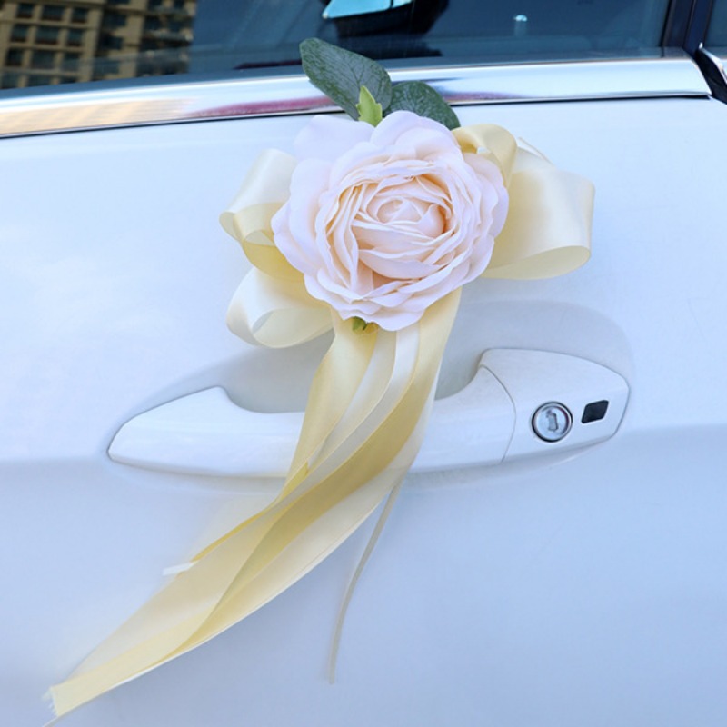 Artificial Flower Car Rearview Mirror Door Handle Bow - Temu
