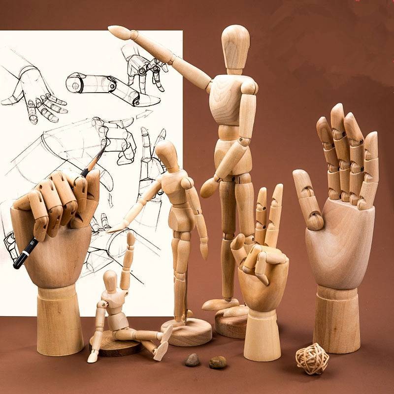 Wooden Hand Body Draw Action Toys Drawing Sketch - Temu