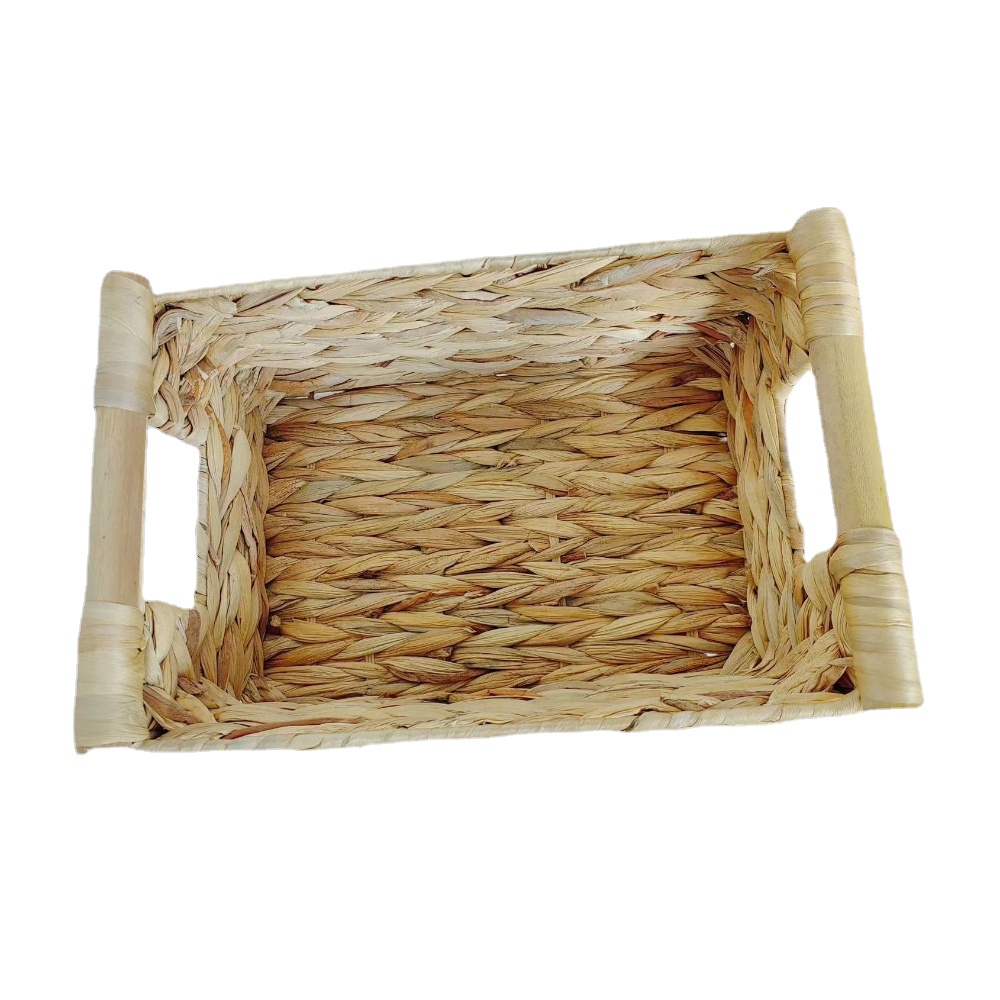 Decorative Water Hyacinth Wicker Storage Basket With Wooden - Temu