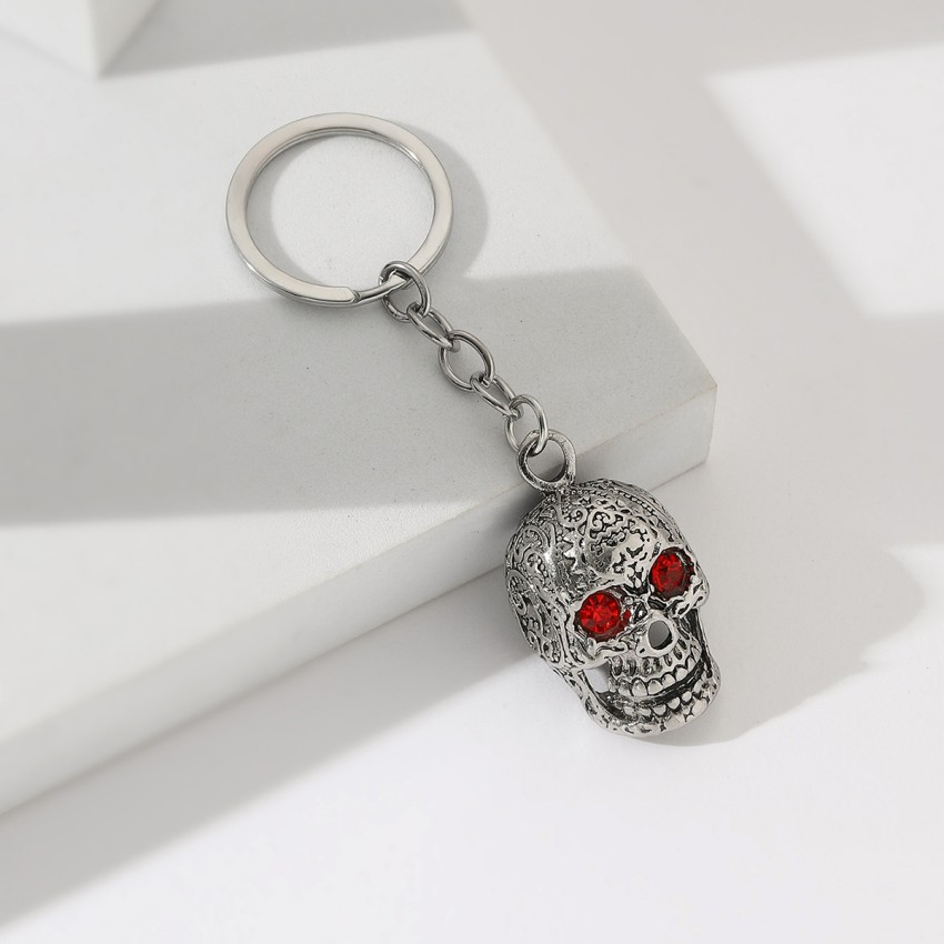 1pc Silver Black Gothic Skull Stainless Steel Pendant Retro Jewelry  Halloween Skull Skeleton Keychain Men, Free Shipping New Users