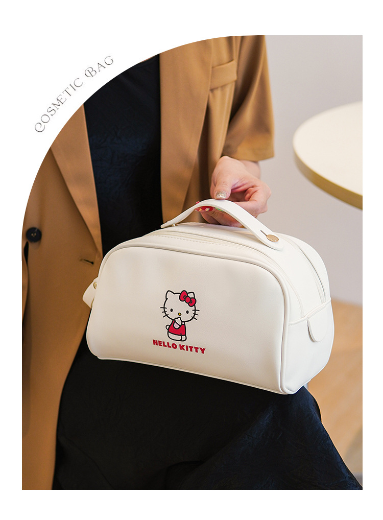 Miniso Portable Hello Kitty Cosmetic Bag, Cute Cartoon Nylon Material  Zipper Wash Bag, Perfect Makeup Storage Box - Temu