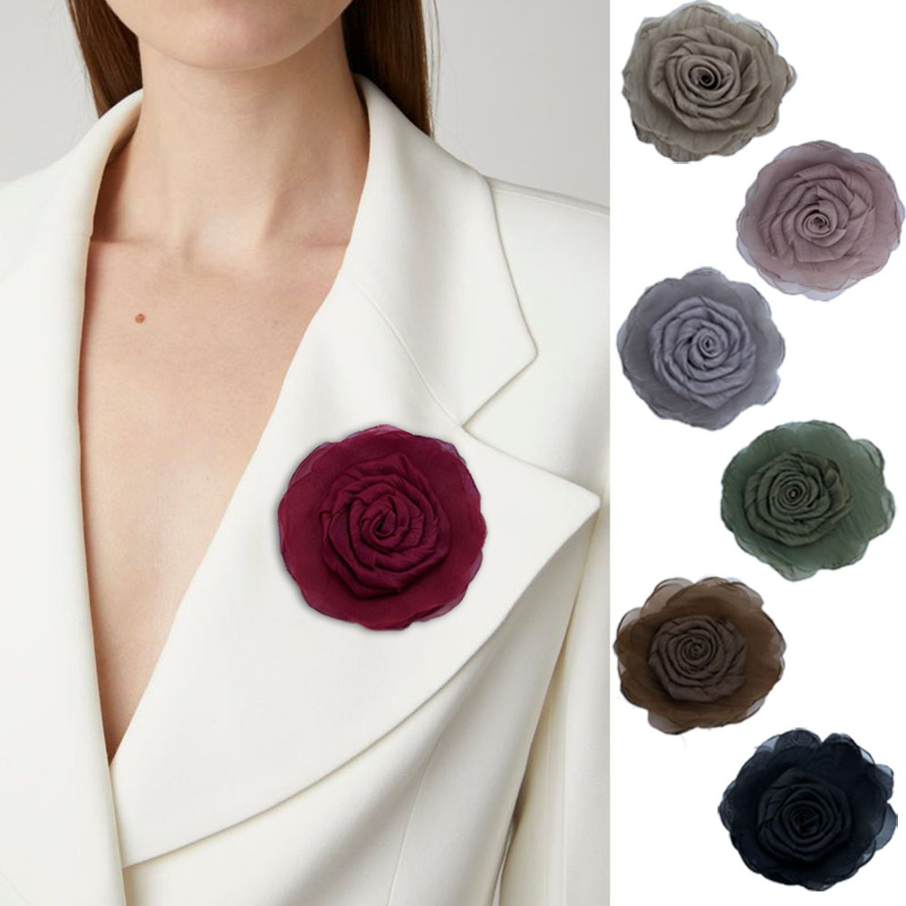 Black Rhinestone Flower Rose Anti-slip Silk Scarf Corsage Women's Brooch  Suit Sweater Floral Pins, Brooch Pins