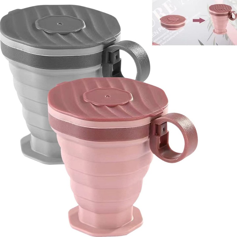 Foldable Coffee Cup With Handle And Lid, Creative Portable Silicone  Collapsible Water Mug, Travel Outdoors Camping Hiking Cycling - Temu