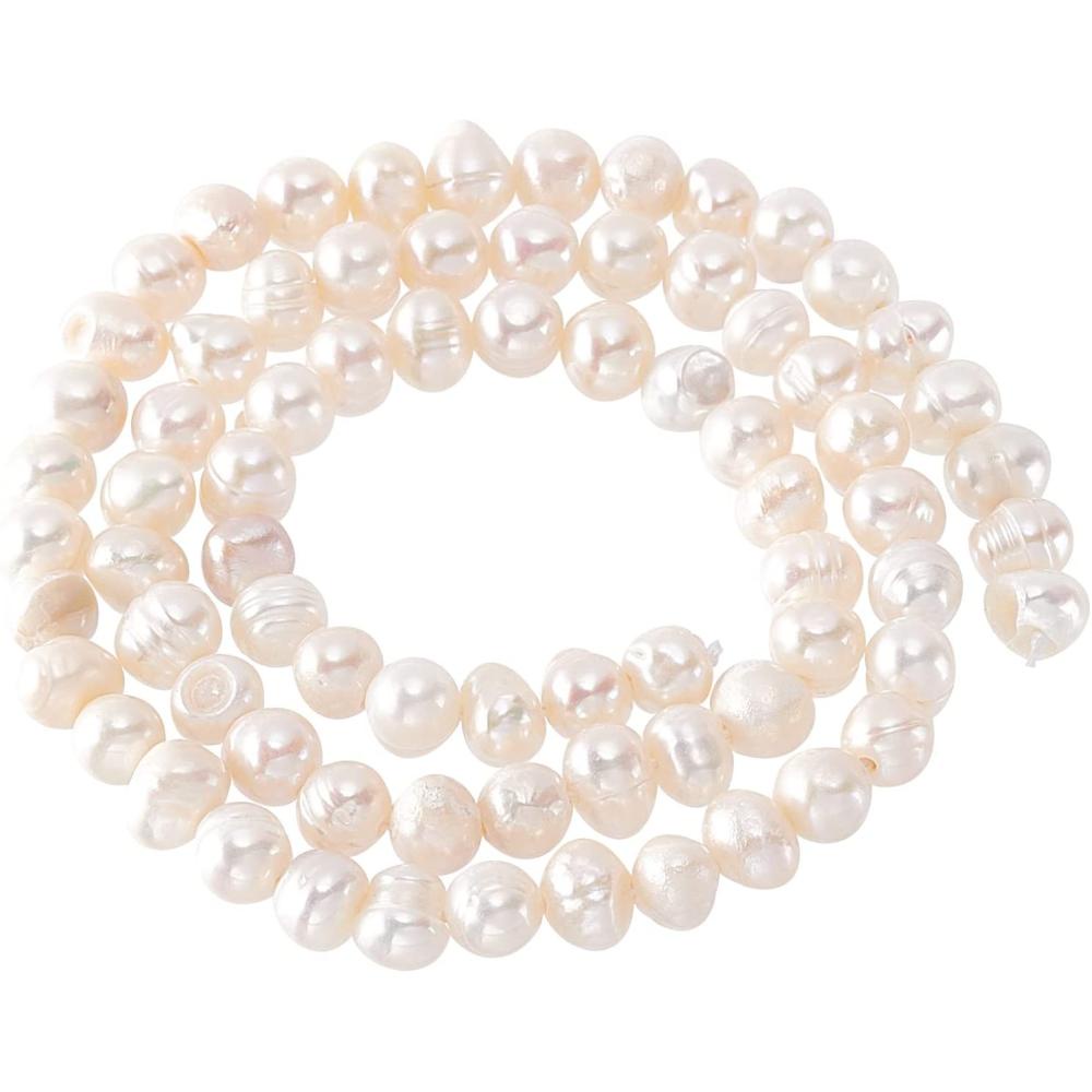 Natural Freshwater Pearl Beads Through hole Round Punch Beads for DIY  Making Bracelet Necklace Earrings Jewelry Accessories
