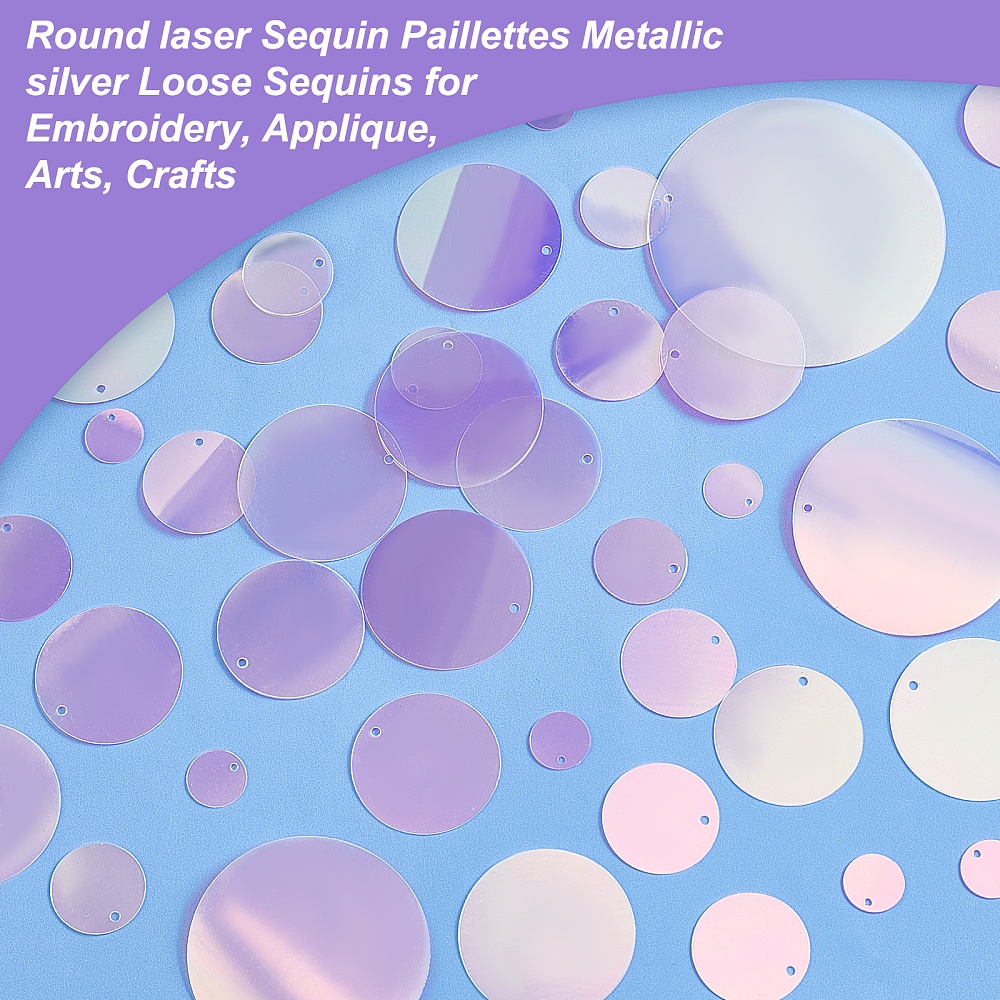 4 Transparent Purple Round Plastic Charms, 1 Hole, Transparent, Irides