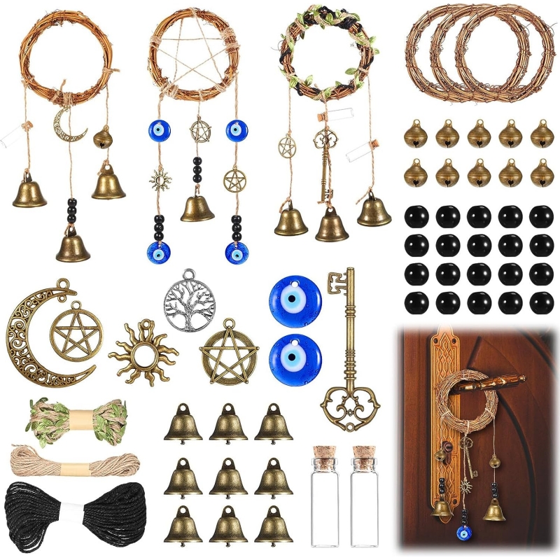 55pcs Witch Bells DIY Kit, Witch Bells For Door Knob For Protection, Witch  Bell Witchy Decor Hanging Witchcraft Decorations, Witchcraft Decor Magic Wi