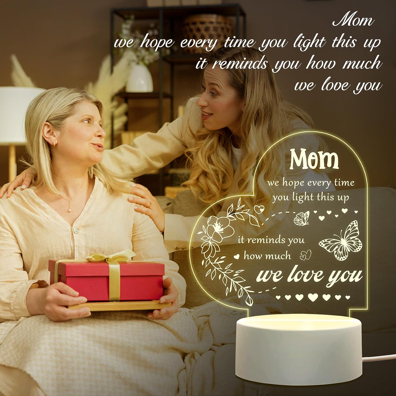 1pc Gifts For Mom, Engraved Night Light, Mom Birthday Gifts From Daughter  Son, On Mother's Day, Valentine's Day Christmas, Night Lamp Present