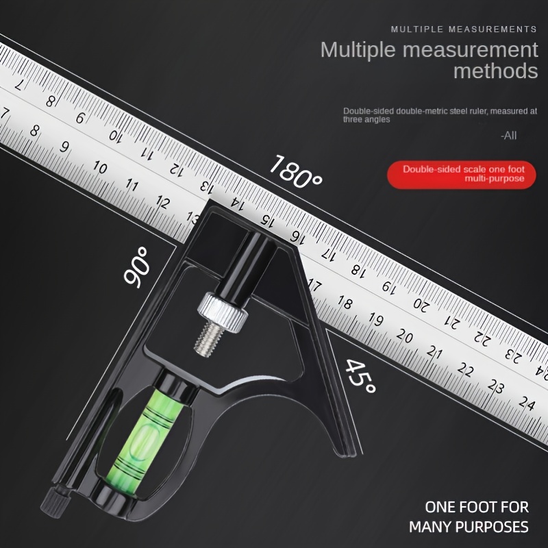 Right Angle Ruler Triangle Ruler Aluminum Alloy 45/90 Degree