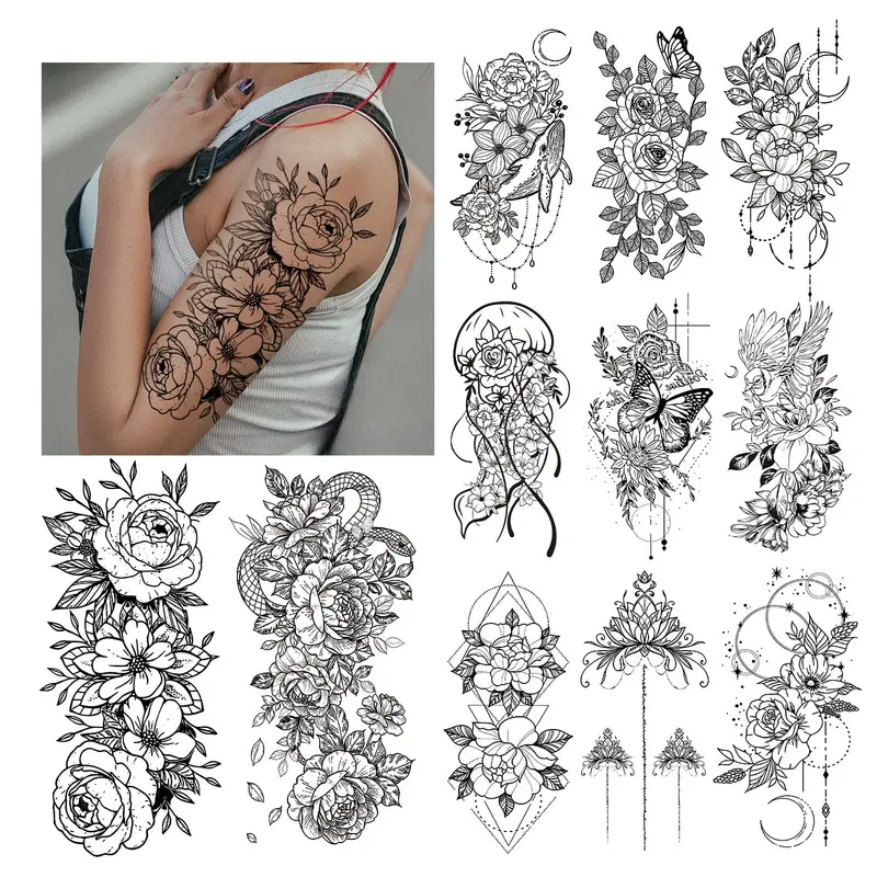 12 Sheets Temporary Tattoos For Women, Large Flower Fake Tattoos That Look  Real And Last Long, Butterfly Body Markers Waterproof Tattoo Stickers For  Adult - Beauty & Health - Temu