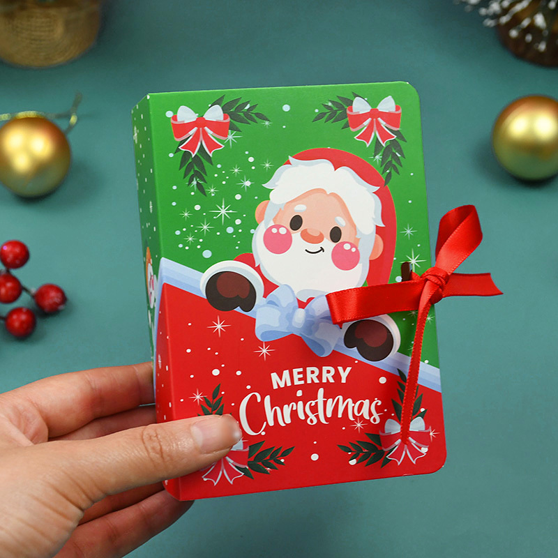 5pcs Christmas Candy Gift Boxes Bag Book Shape Santa Claus Chocolate Box
