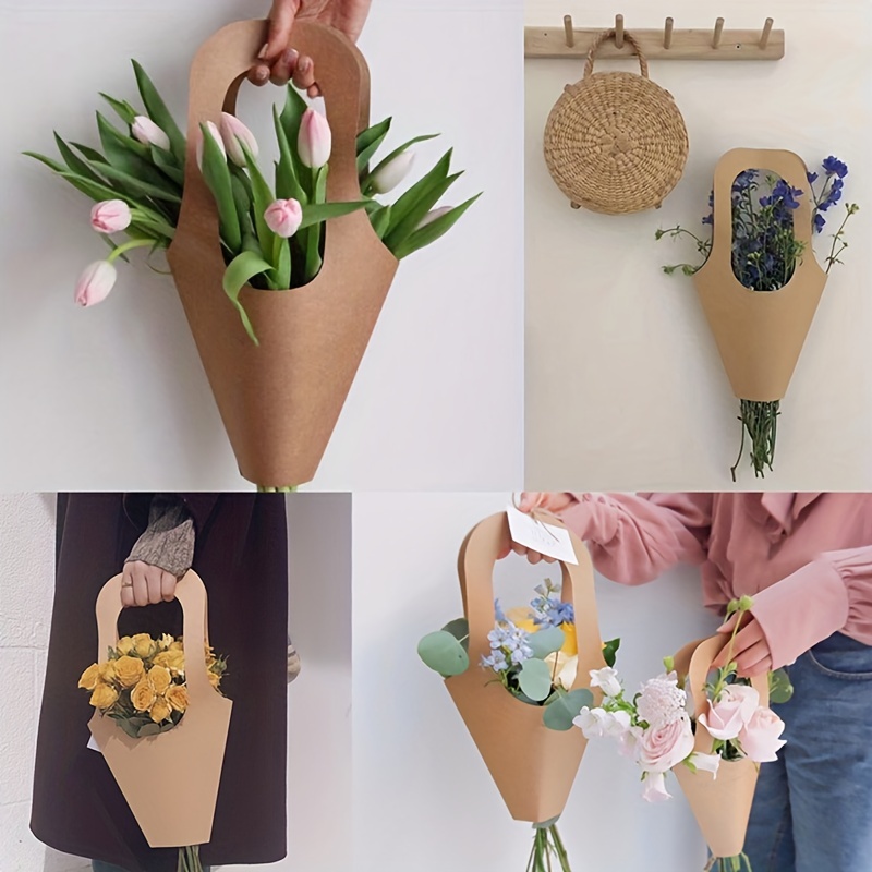 Kraft Paper Tote Bag, Flowers And Plants Bouquet Packaging Bag For  Valentine's Day Gift, Flower Shop Wrapping Bags, Flower Bouquet Supplies,  Flower Wrapping Paper Bag, Party Favor Supplies - Temu