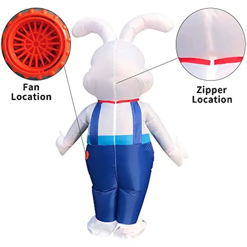1pc easter bunny inflatable costume blow up rabbit suit fancy dress jumpsuit cosplay party for adult teenager stuff cheap stuff weird stuff cute aesthetic stuff cool gadgets unusual items cool decor photo prop details 4