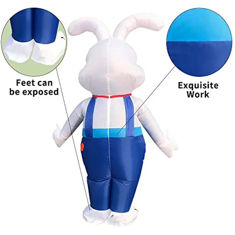 1pc easter bunny inflatable costume blow up rabbit suit fancy dress jumpsuit cosplay party for adult teenager stuff cheap stuff weird stuff cute aesthetic stuff cool gadgets unusual items cool decor photo prop details 5