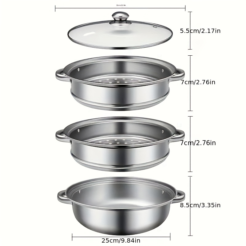 Household Large Steamer, Thickened All-in-one Stainless Steel Three-layer  Steamer, For Electromagnetic Stove, Gas Stove - Temu