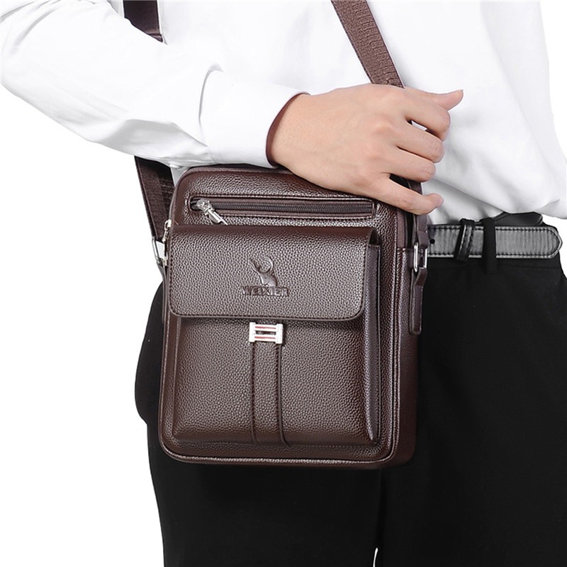 New PU Leather Men's Briefcase With Zipper Business Handbag