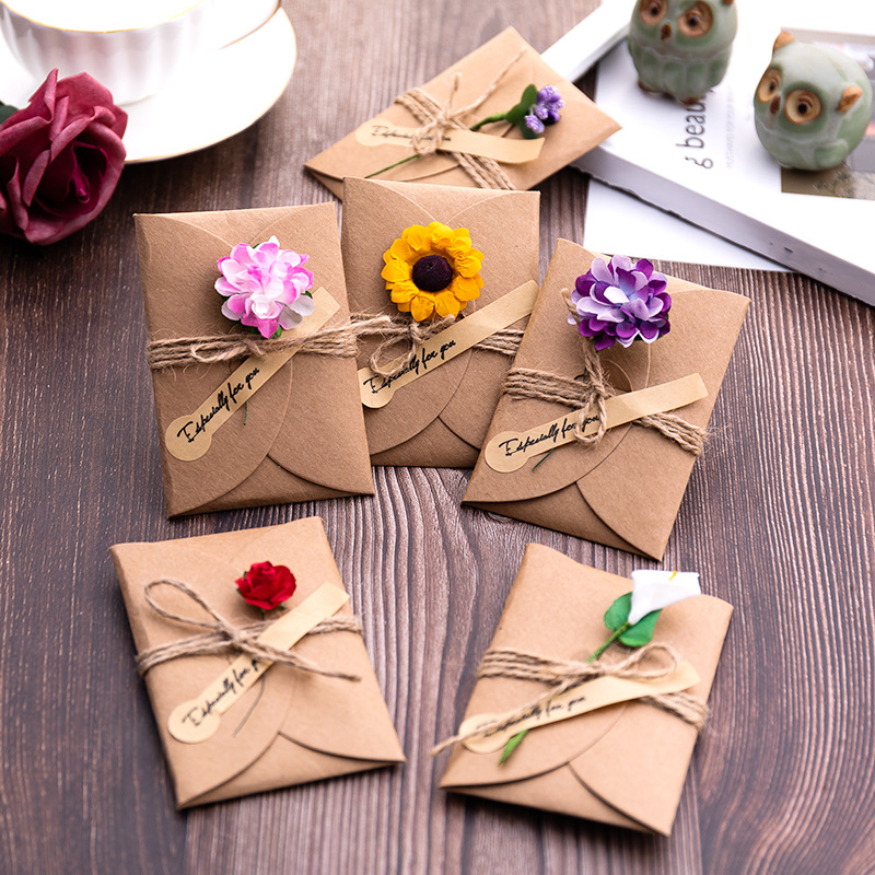 Dried Flowers Vintage Handmade Blank Small Cards - Temu