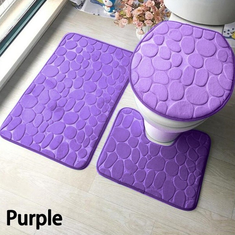 3pcs Juego Alfombras Baño Relieve Adoquines Alfombra Baño - Temu Chile