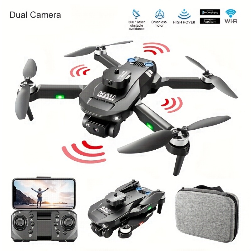 Dron con cámara dual para adultos y niños, 1080P HD FPV Cámara Drones con  funda de transporte, juguete plegable RC Quadcopter regalo para niños y