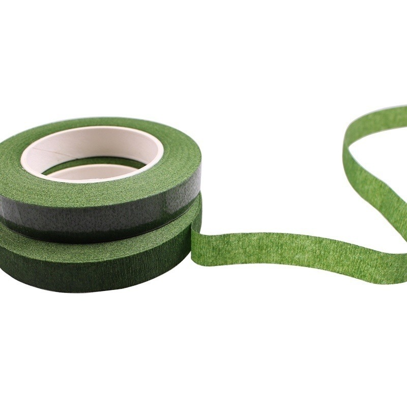 1.1CM*30m/Roll Self-Adhesive Bouquet Floral Green Paper Tapes