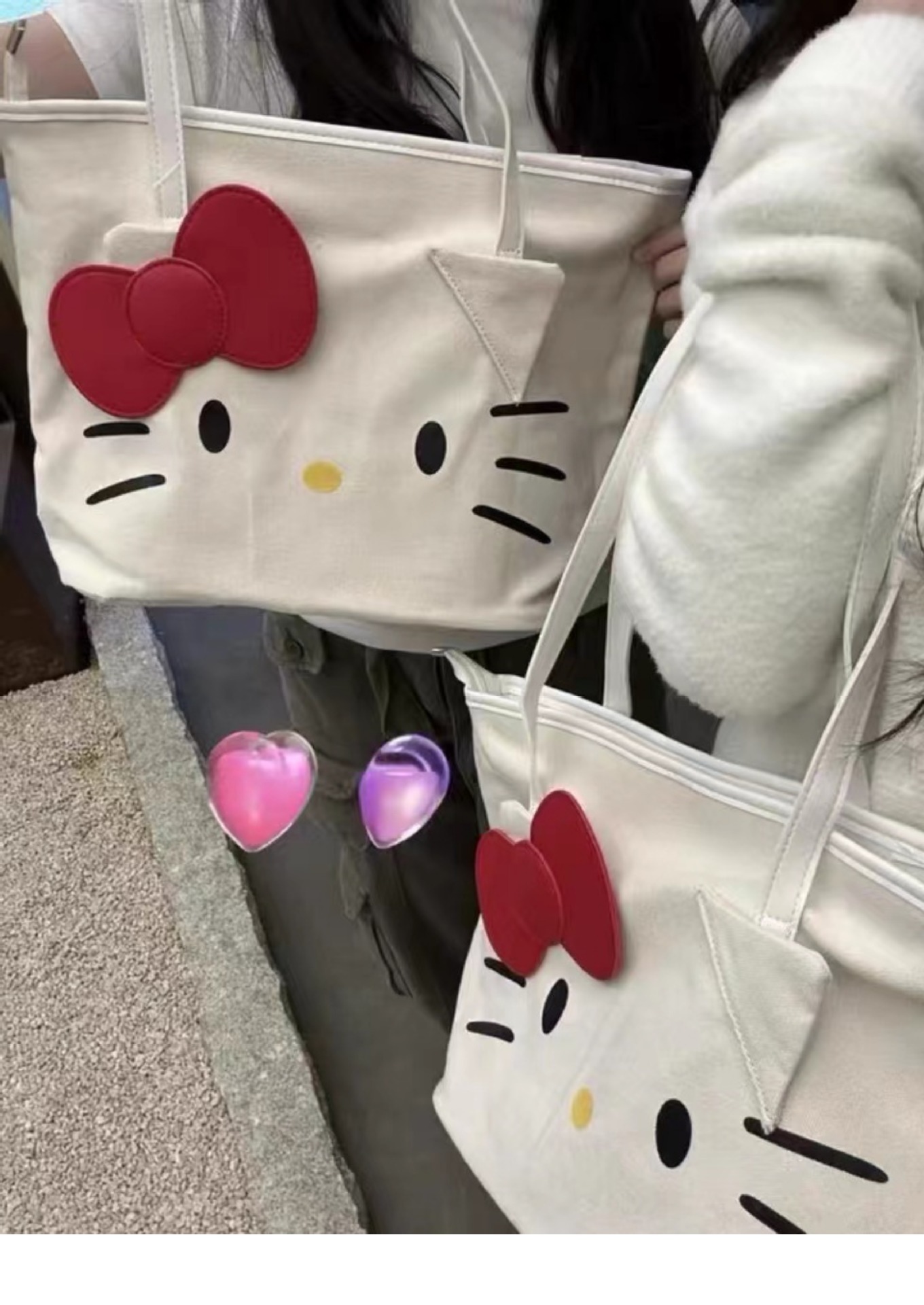 Miniso Sanrio Cute Hello Kitty Print Tote Bag, Large Capacity Canvas  Shoulder Bag, Perfect Underarm Bag For Daily Use