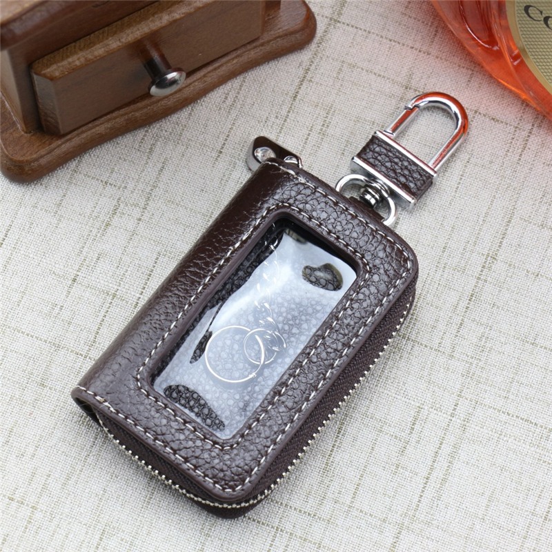 Genuine PU Leather Housekeeper Car Key Case Zipper Pouches