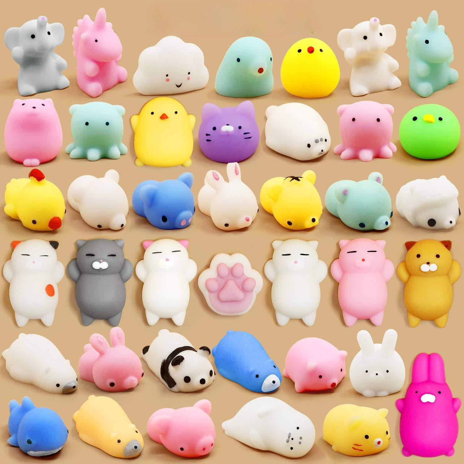 5/10 PCS Kawaii Squishies Mini Mochi Squishy Toys Cute Soft Animal Squeeze  Stress Relief Toy Easter Gifts for Kids Party Favors