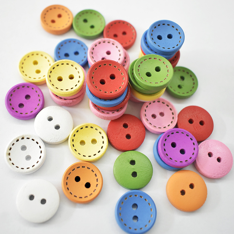 Botones decorativos redondos de dibujos animados, 500 piezas, botones de  madera surtidos sin rebabas, botones de costura de moda para bolsa (color