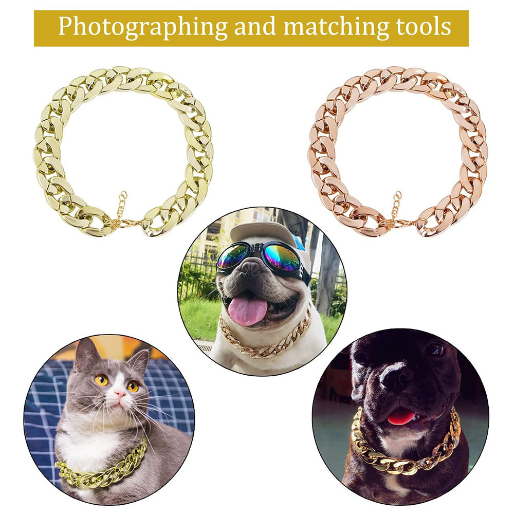 Gold Plastic Plated Collars for Dogs Electroplated Dog Chain for