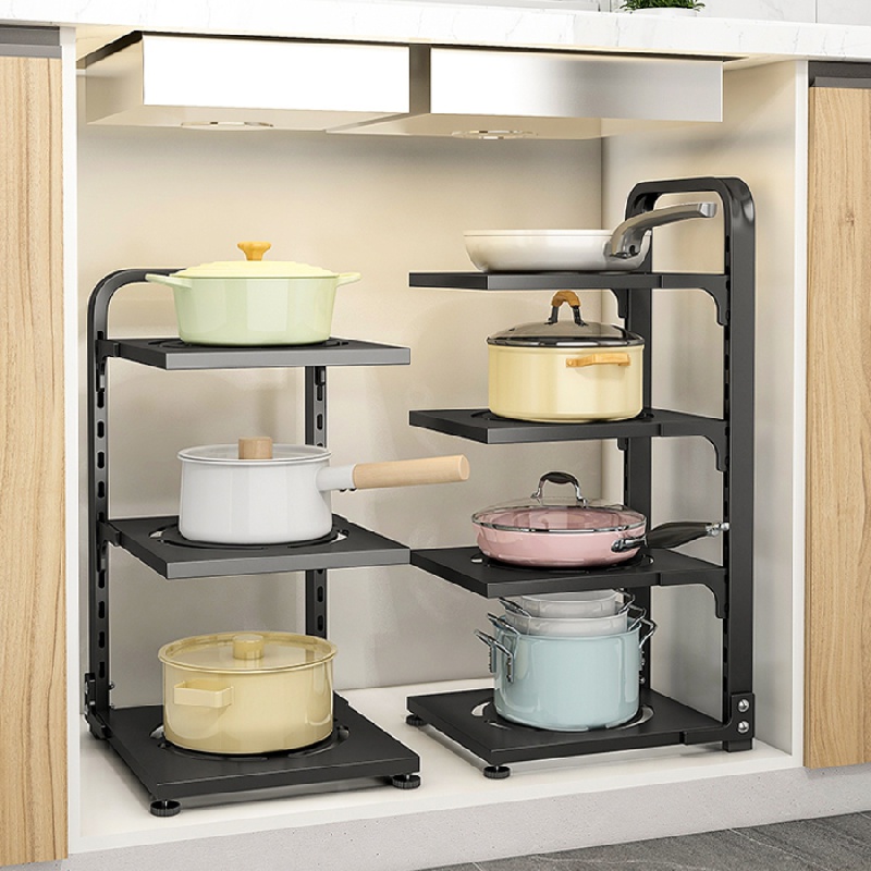 Armarios de almacenamiento de cocina, estantes de varios niveles para ollas  y sartenes, utensilios para el hogar, organizador de estantes de cocina