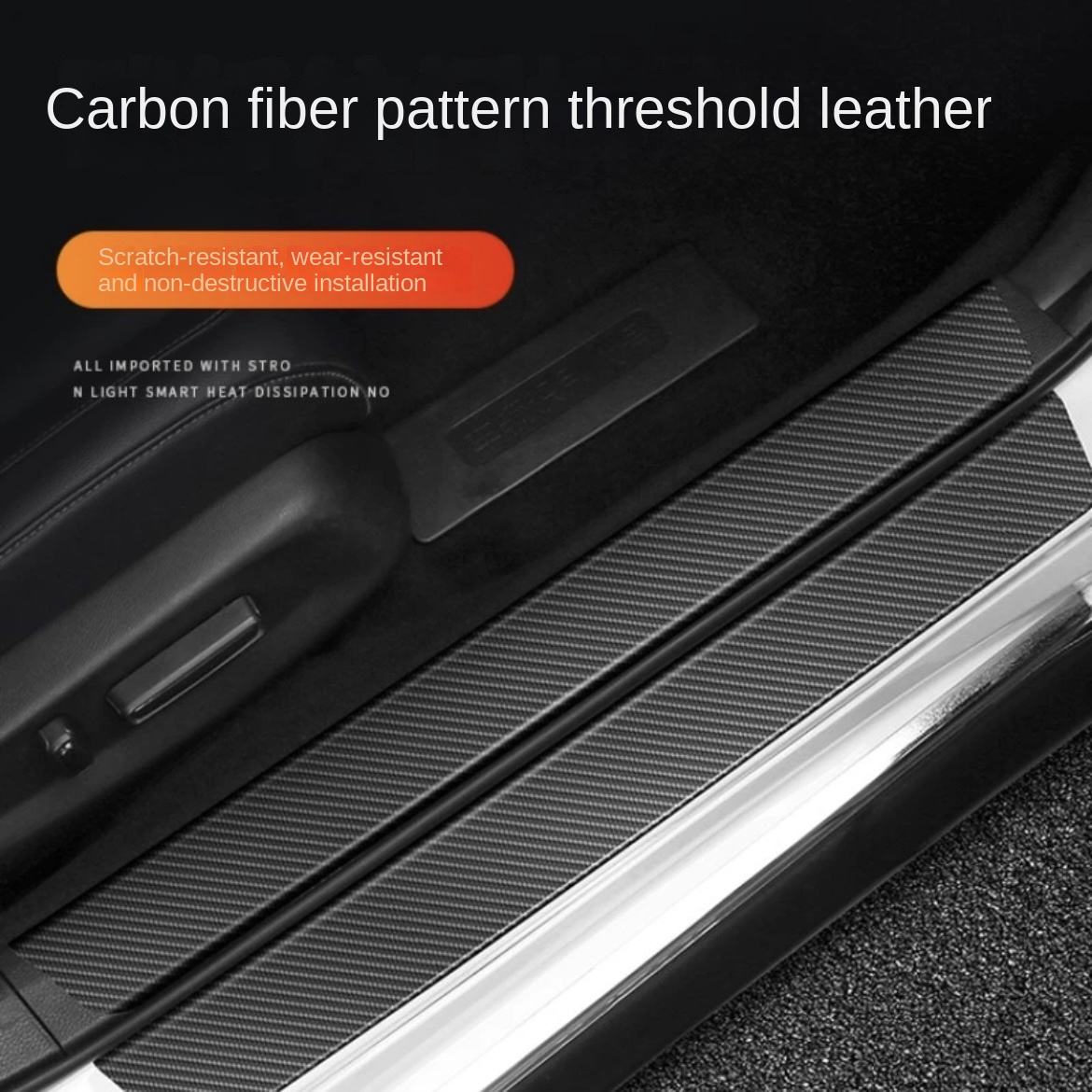 Scratch-resistant Door Sill Strip Carbon Fiber Car Door Sill Strip  Universal Decorative Welcome Pedal Anti-scratch Strip Dirt-resistant  Anti-stepping