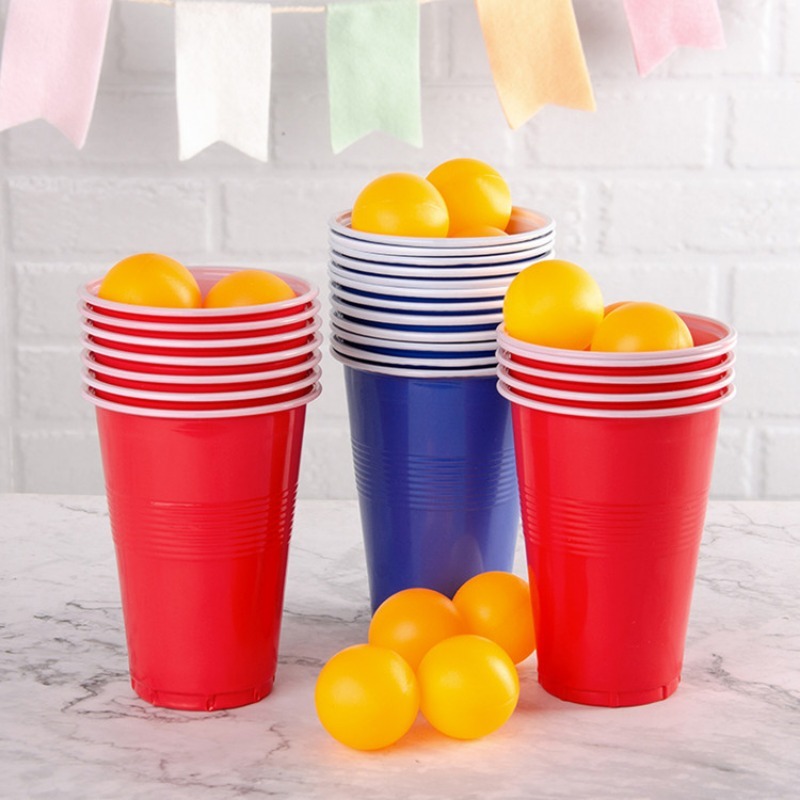 Disposable Plastic Cups Double-layer Plastic Cup Table Tennis Set Two-color  Cup Beer Game Party Cup - Temu