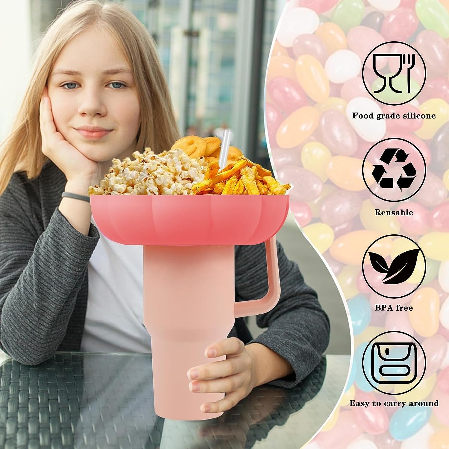 Snack Bowl For Stanley Tumbler With Handle,tumbler Snack Tray