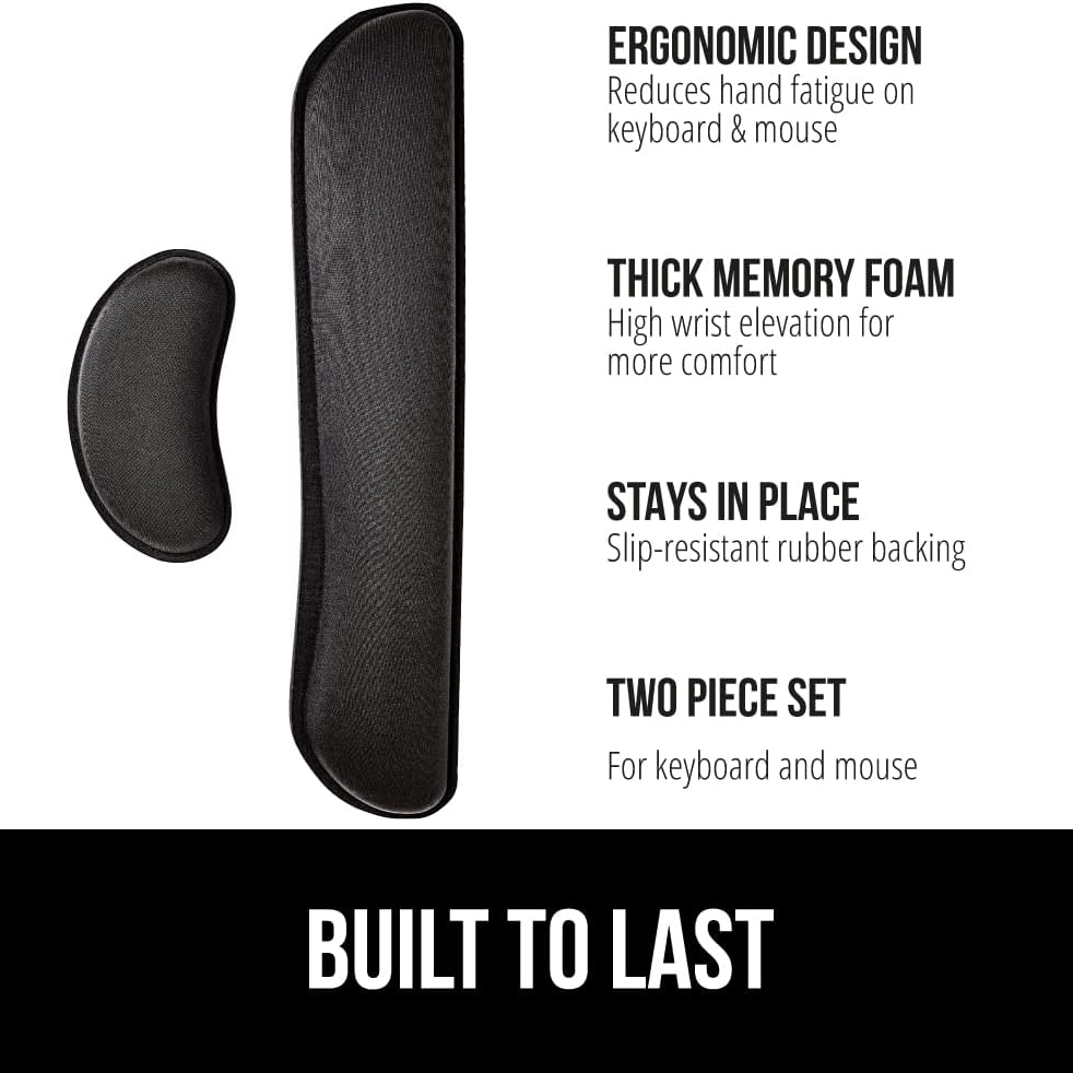 Memory Foam & Rubber Mouse Pad With Wrist Support For Computer Black Color