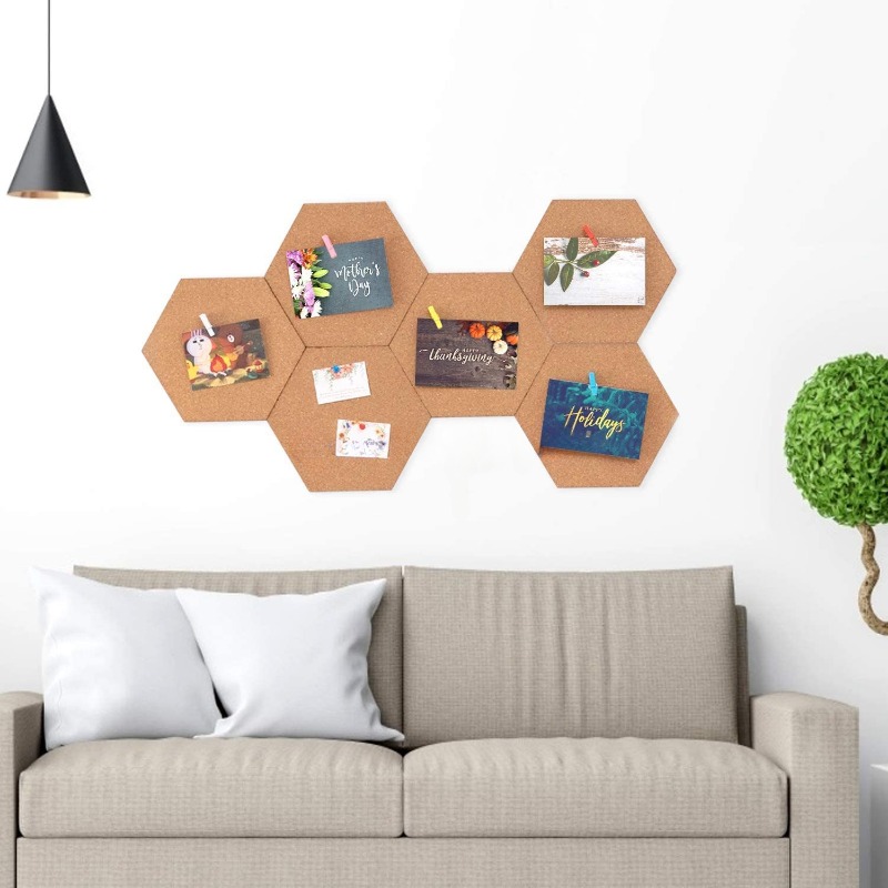 1 Set Self-Adhesive Cork Board Tiles Wall Mounted Cork Board Self Hexagon  Creative Wall Message Board Bulletin Board Home Decor