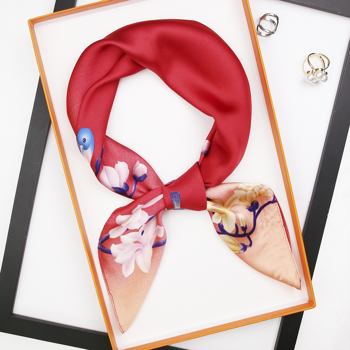 Simulated Silk Printed Square Scarf Women's Head Scarf Multifunctional  Fashion Accessories Hairband Scarf - Temu