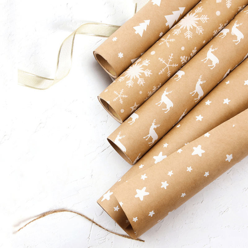 Christmas Wrapping Paper Sheet With Gift Tags Kraft Wrapping - Temu