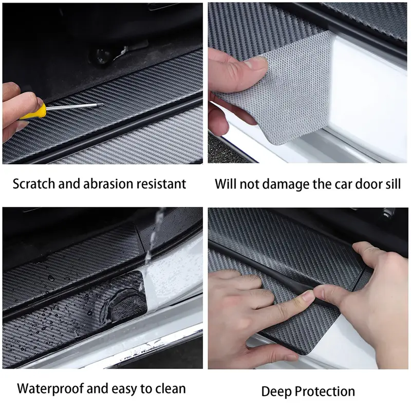 For Car Door Sill Strip Anti-stepping Sticker Anti-scratch Pedal Protection  Strip Trunk Protection Sticker Decorative Sticker - Temu