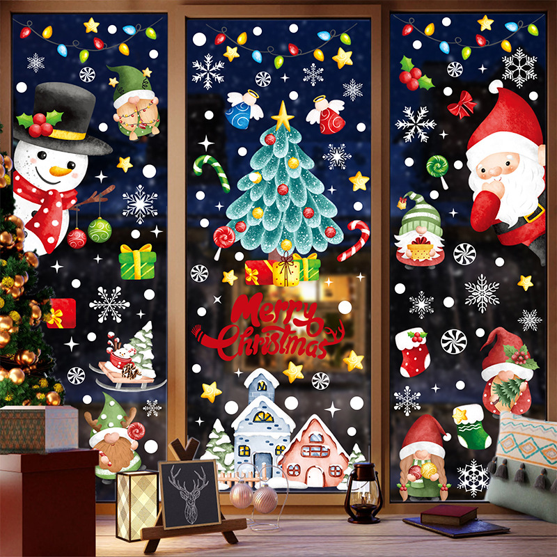 9 Stück Weihnachts statische Elektrizität Fenster Aufkleber - Temu