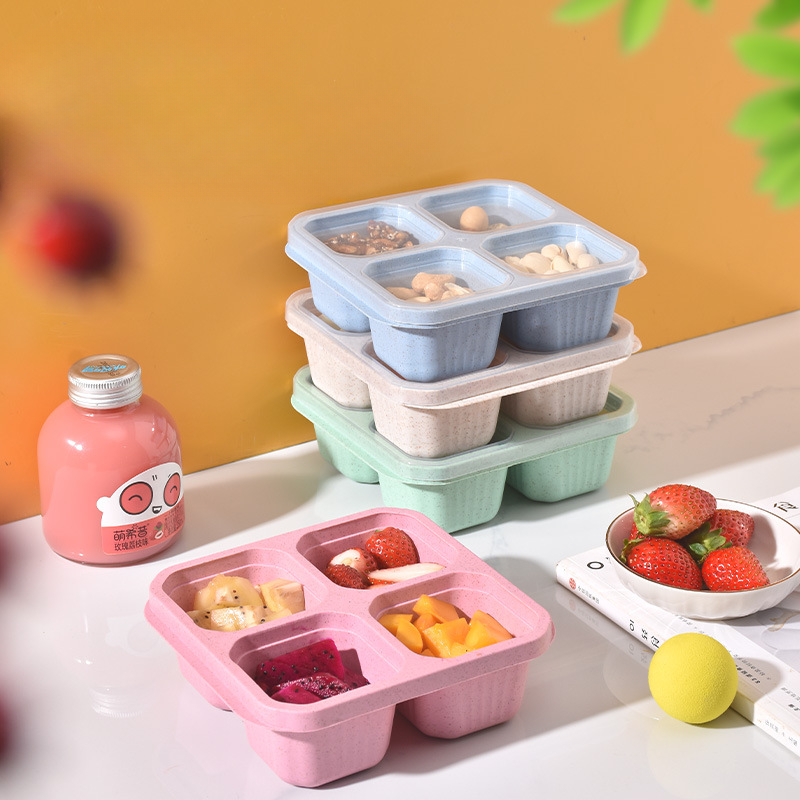 Bento Box Four grid Snacks Fruit Candy Grid Storage Plate - Temu