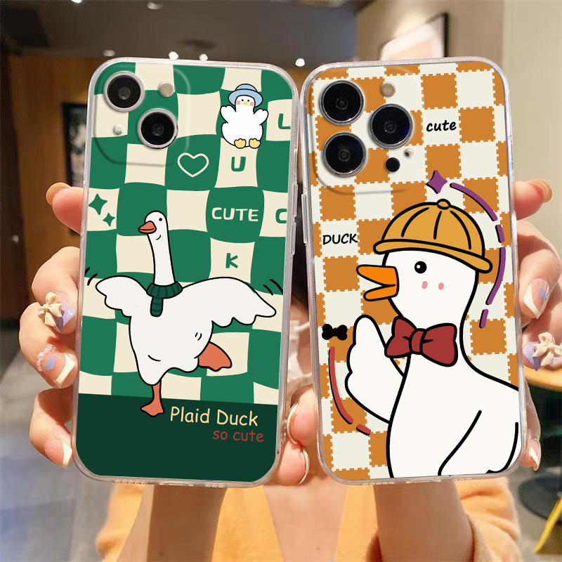Transparent Soft Cartoon Duck Cute Phone Cases for iPhone 14 Pro Max, 13,  12, 11, X, XS, XR, 7, 8 Plus