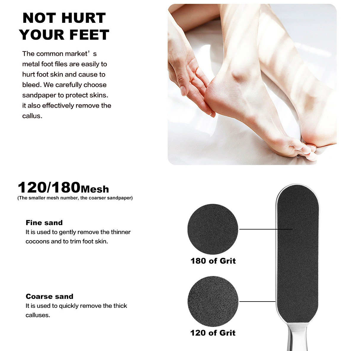 Foot File Callus Remover Stainless Steel Foot File Foot Scrubber Feet Rasp  Double Side Dead Skin Remover Foot Scraper Foot Sander Foot Care Tool With  Sandpaper - Temu