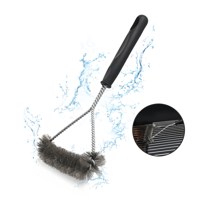 1pc Grill Cleaner Long Handle Y-shaped Curly Brush For Outdoor Grills  Stainless Steel Bristles Non-Stick Cleaning Brushes BBQ Accessories, School  Supp
