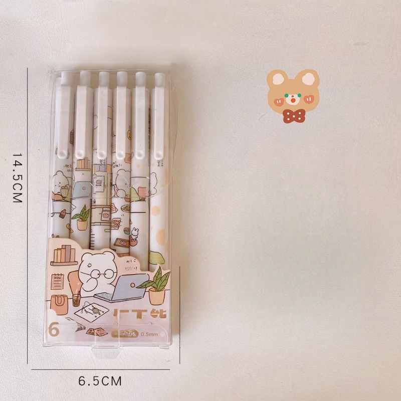 6pcs Japanese Stationery Cute Pens School Korean Stationery Pen Kawaii Pen  0.5mm