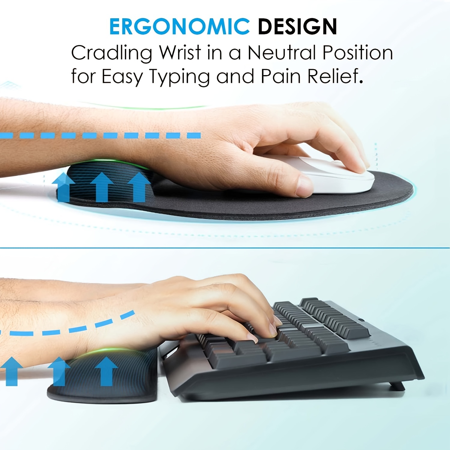 Memory Foam Keyboard Wrist Rest Set Ergonomic Keyboard Mouse - Temu